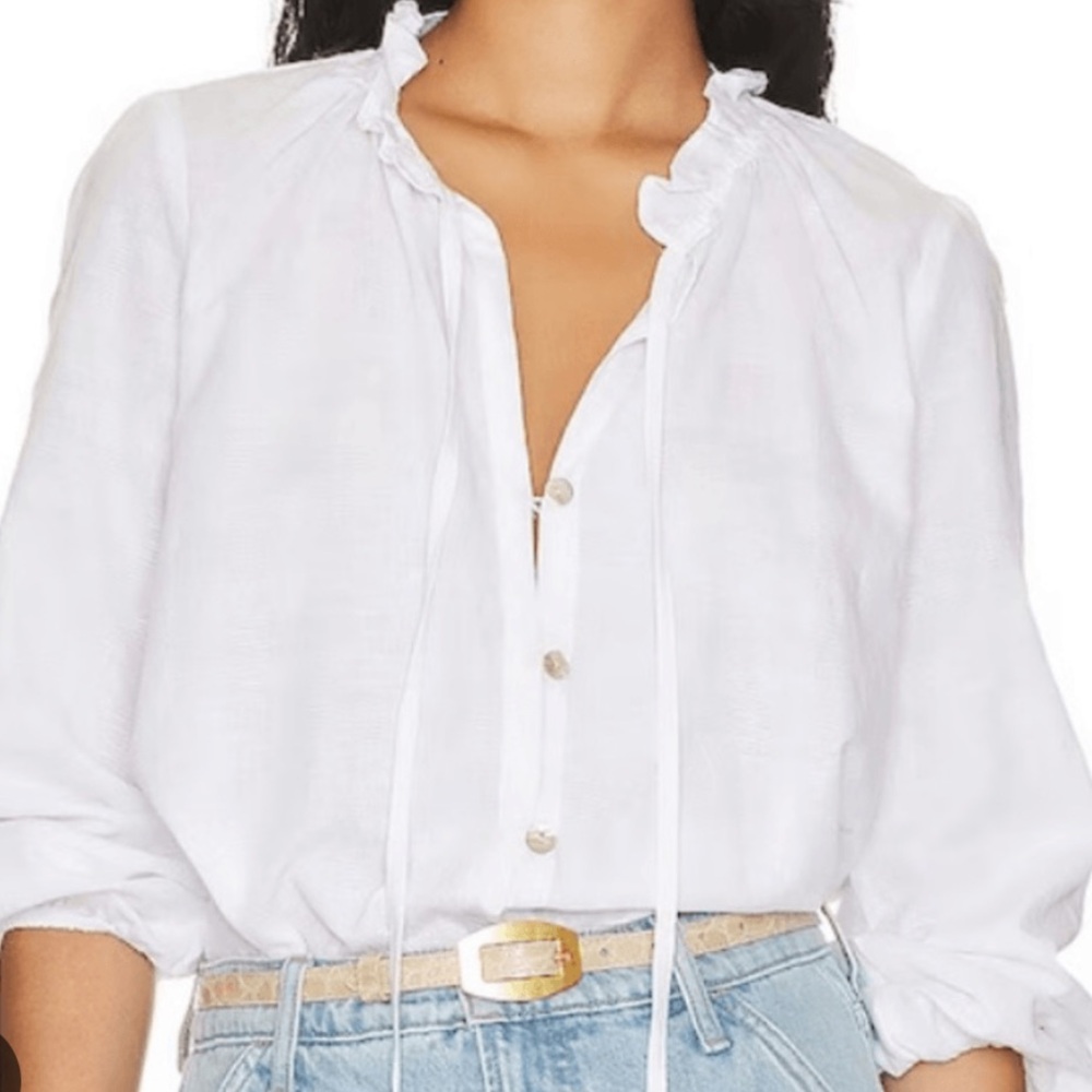 Show Me Your MuMu White Button-Up Blouse